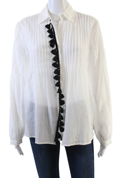 7 For All Mankind Womens Collared Long Sleeve Button-Down Shirt White Size XS