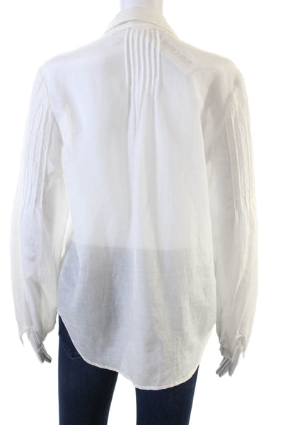 7 For All Mankind Womens Collared Long Sleeve Button-Down Shirt White Size XS