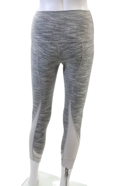 Lululemon Womens Striped Pull On High Rise Leggings Gray Black Size 4