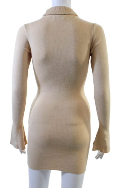 Lovers + Friends Womens Turtleneck Sweater Dress Beige Size Extra Small