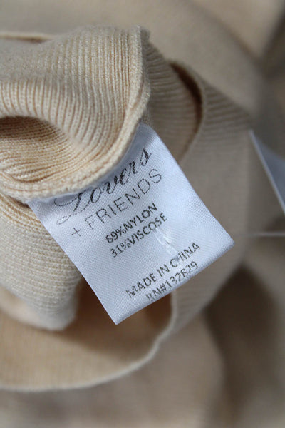 Lovers + Friends Womens Turtleneck Sweater Dress Beige Size Extra Small