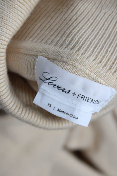 Lovers + Friends Womens Turtleneck Sweater Dress Beige Size Extra Small