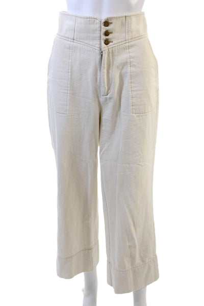 Intermix Womens Cotton Straight Leg Zip Fly Casual Pants Beige Size 6