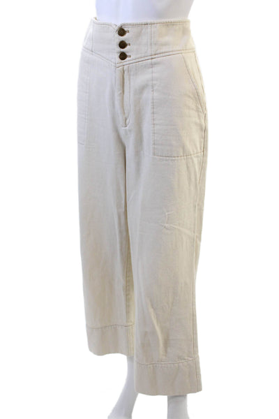 Intermix Womens Cotton Straight Leg Zip Fly Casual Pants Beige Size 6