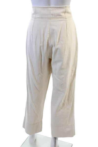 Intermix Womens Cotton Straight Leg Zip Fly Casual Pants Beige Size 6