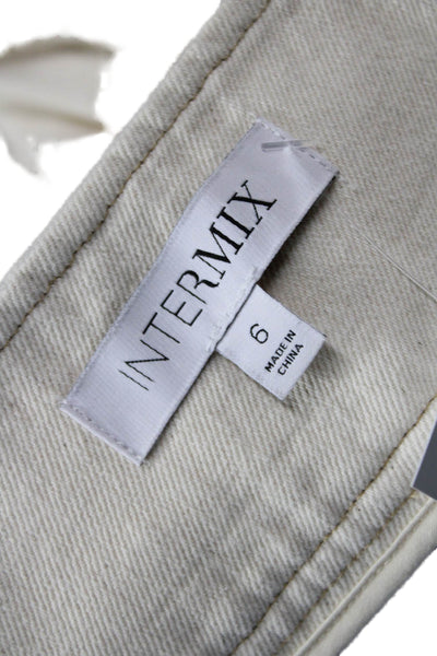 Intermix Womens Cotton Straight Leg Zip Fly Casual Pants Beige Size 6