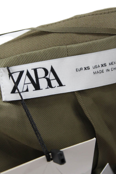 Zara Womens Button Down Solid V Neck Sleeveless Vest Olive Green Size XS