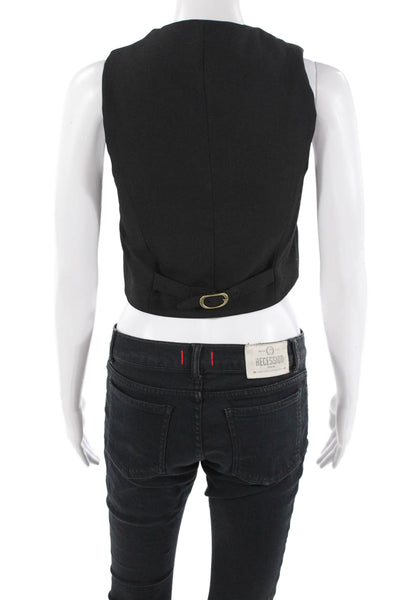 Zara Womens Scoop Neck Sleeveless Button Down Vest Black Size XS