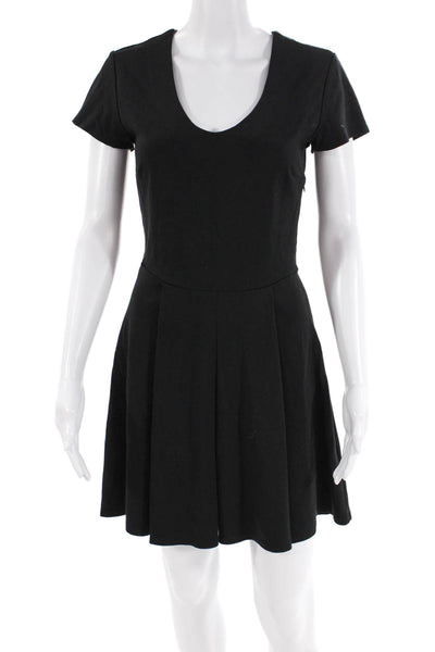 Joie Womens Scoop Neck Short Sleeve Zip A-Line Mini Dress Black Size S