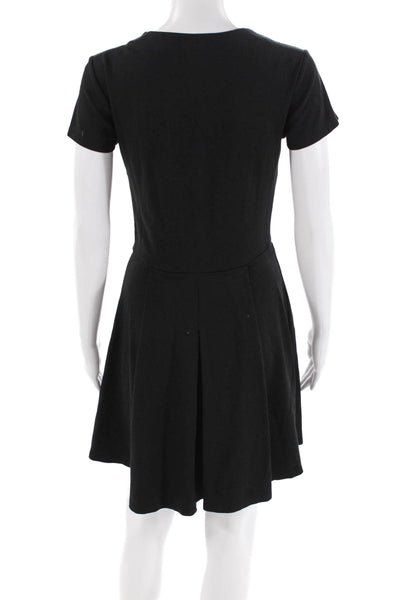 Joie Womens Scoop Neck Short Sleeve Zip A-Line Mini Dress Black Size S