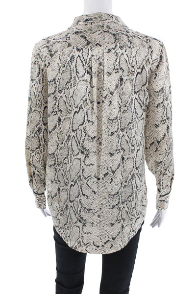 Equipment Femme Womens Snakeskin Print Button-Down Shirt Beige Size XS