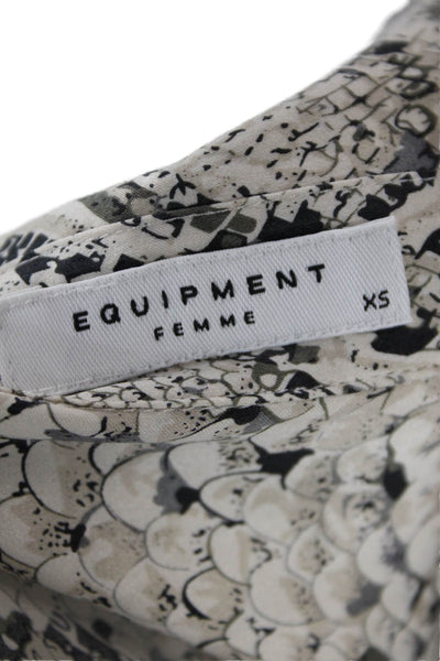 Equipment Femme Womens Snakeskin Print Button-Down Shirt Beige Size XS