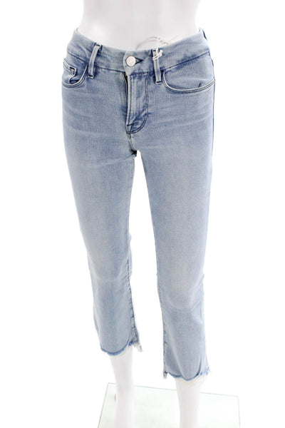 Frame Womens Le Crop Mini Boot Mid Rise Bootcut Jeans Blue Size 24