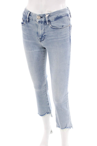 Frame Womens Le Crop Mini Boot Mid Rise Bootcut Jeans Blue Size 24