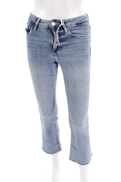 Frame Womens Le Crop Mini Boot Mid Rise Raw Hem Jeans Blue Size 24