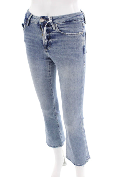 Frame Womens Le Crop Mini Boot Mid Rise Raw Hem Jeans Blue Size 24