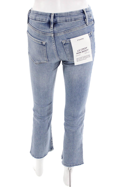 Frame Womens Le Crop Mini Boot Mid Rise Raw Hem Jeans Blue Size 24