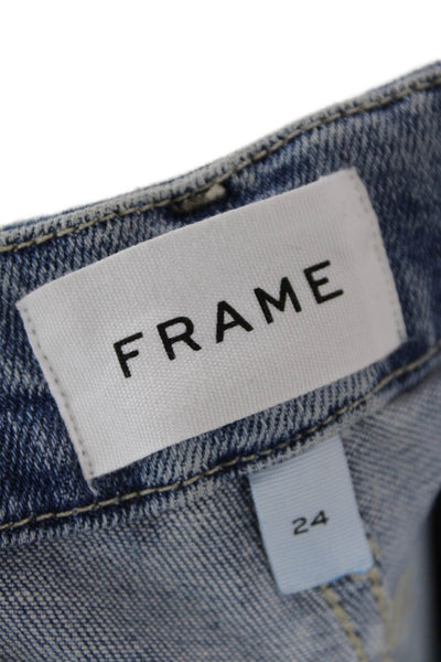 Frame Womens Le Crop Mini Boot Mid Rise Raw Hem Jeans Blue Size 24