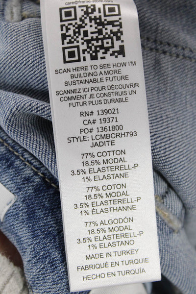 Frame Womens Le Crop Mini Boot Mid Rise Raw Hem Jeans Blue Size 24
