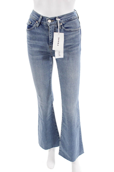 Frame Womens Le Easy Flare Raw Hem High Rise Flared Jeans Blue Size 23