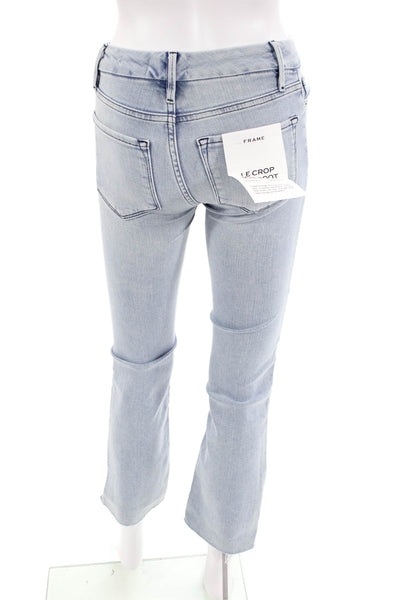 Frame Womens Le Crop Mini Boot Light Wash Mid Rise Raw Hem Jeans Blue Size 23