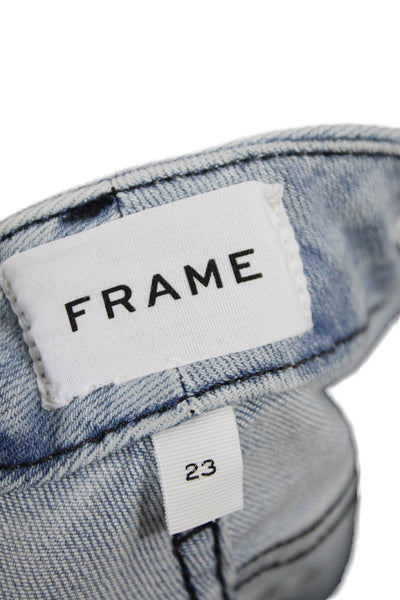 Frame Womens Le Crop Mini Boot Light Wash Mid Rise Raw Hem Jeans Blue Size 23