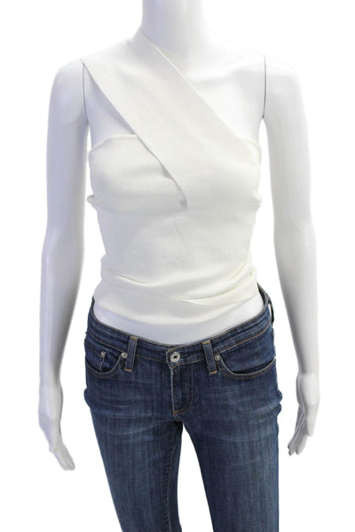 Autumn Cashmere Womens One Shoulder Sleeveless Blouse White Size Extra Small