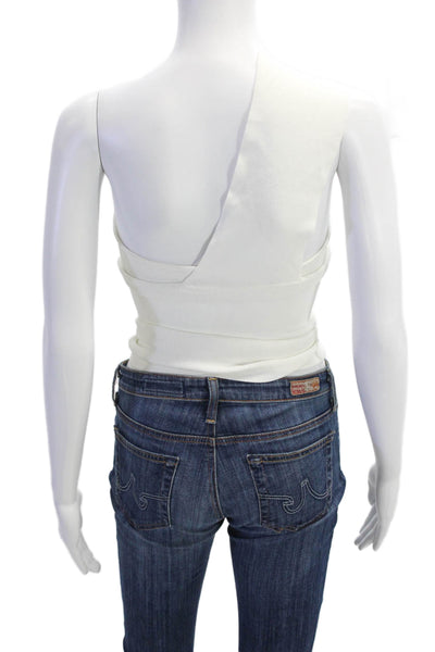 Autumn Cashmere Womens One Shoulder Sleeveless Blouse White Size Extra Small