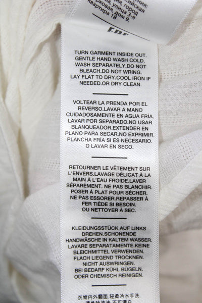7 For All Mankind Womens Smocked Long Sleeves Blouse White Size Extra Small
