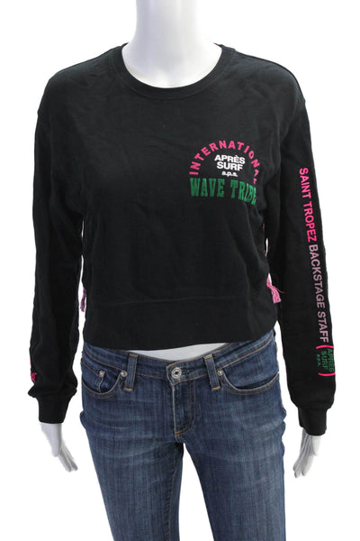 A.P.C. Womens Long Sleeves Crew Neck Sweatshirt Black Cotton Size Small