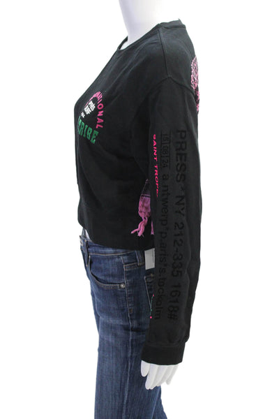 A.P.C. Womens Long Sleeves Crew Neck Sweatshirt Black Cotton Size Small