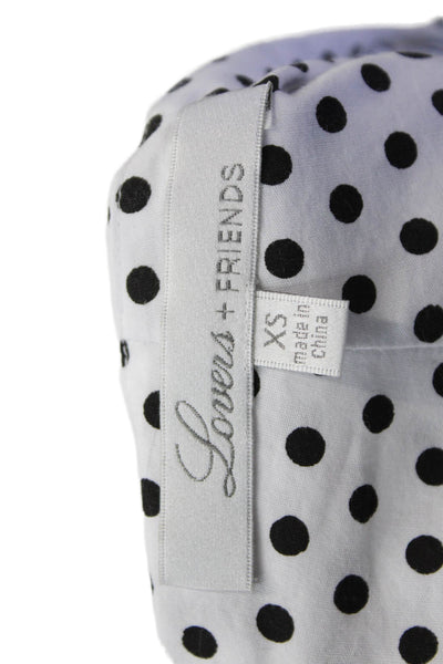 Lovers + Friends Womens Polka Dot V Neck Blouse White Black Size Extra Small