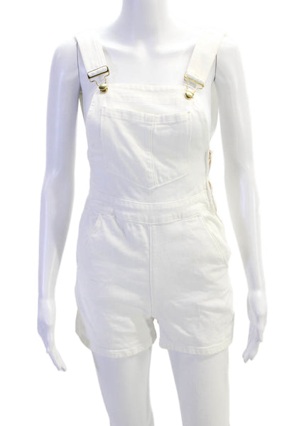 Frame Denim Womens Denim Shorts Overalls White Cotton Size Extra Small