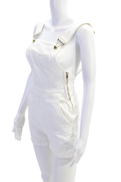 Frame Denim Womens Denim Shorts Overalls White Cotton Size Extra Small