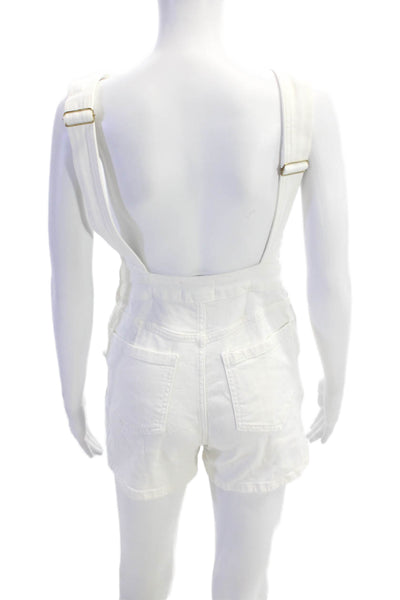 Frame Denim Womens Denim Shorts Overalls White Cotton Size Extra Small
