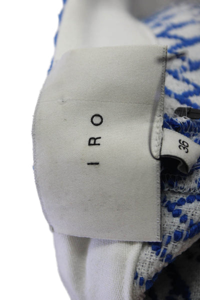 IRO Womens Woven Low Rise Zip Up Shorts Blue White Cotton Size EUR 36