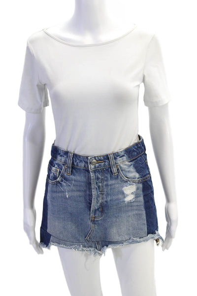 Hidden Jeans Womens Denim Raw Hem Mini Skirt Blue Cotton Size Extra Small