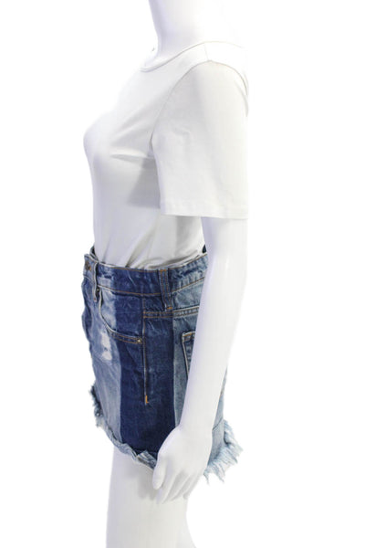 Hidden Jeans Womens Denim Raw Hem Mini Skirt Blue Cotton Size Extra Small