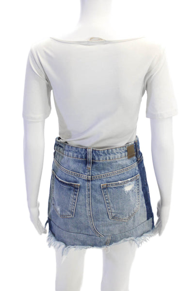Hidden Jeans Womens Denim Raw Hem Mini Skirt Blue Cotton Size Extra Small