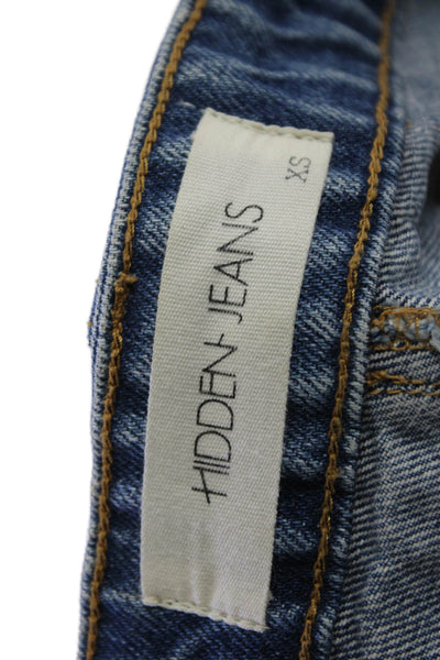 Hidden Jeans Womens Denim Raw Hem Mini Skirt Blue Cotton Size Extra Small