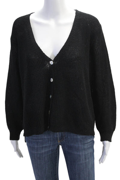 Alexandre Laurent Womens Long Sleeve V Neck Button Down Cardigan Black Size M