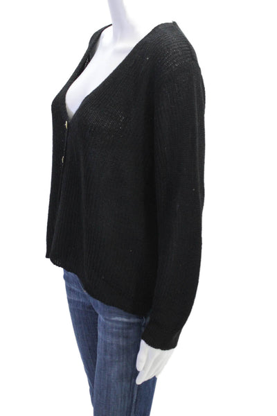 Alexandre Laurent Womens Long Sleeve V Neck Button Down Cardigan Black Size M