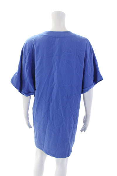 Trf Collection Zara Womens Short Sleeve V Neck Snap Closure Wrap Top Blue Size S