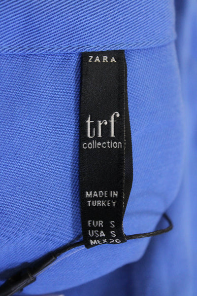 Trf Collection Zara Womens Short Sleeve V Neck Snap Closure Wrap Top Blue Size S