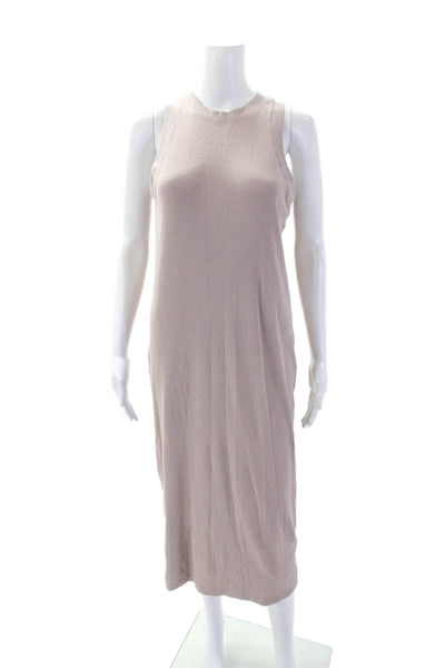 Zara Womens Sleeveless Ribbed Crewneck Maxi Tank Dress Beige Size S