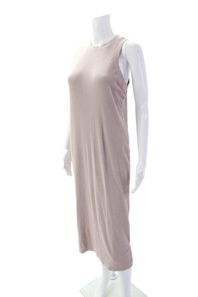 Zara Womens Sleeveless Ribbed Crewneck Maxi Tank Dress Beige Size S