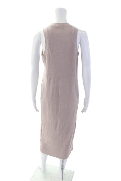 Zara Womens Sleeveless Ribbed Crewneck Maxi Tank Dress Beige Size S
