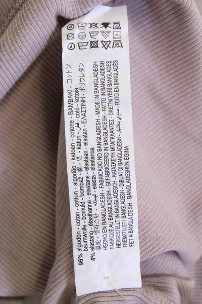 Zara Womens Sleeveless Ribbed Crewneck Maxi Tank Dress Beige Size S