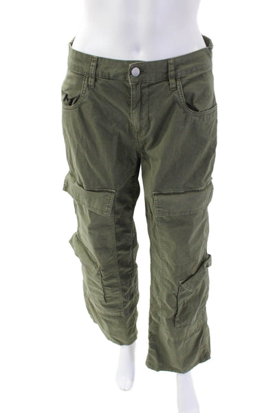Sanctuary Standard Surplus Cotton Utility Wide Leg Zip Fly Pants Green Size 26