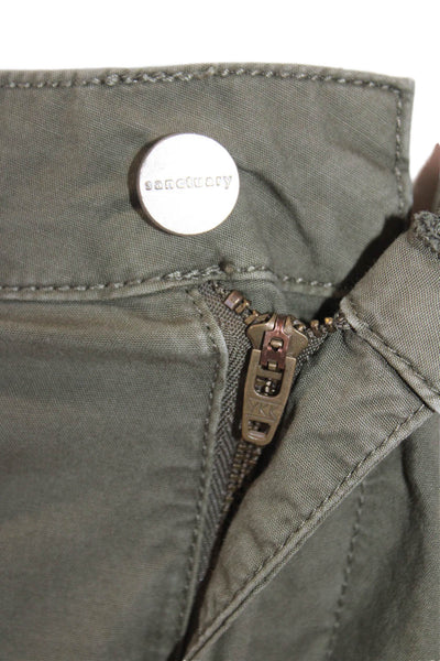 Sanctuary Standard Surplus Cotton Utility Wide Leg Zip Fly Pants Green Size 26
